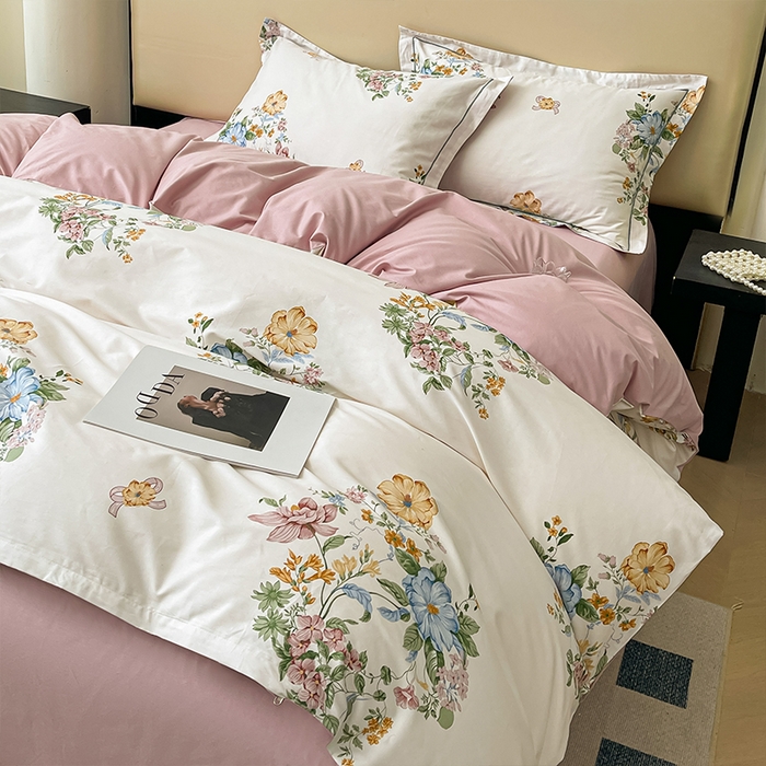 91家纺网 家纺一手货源 找家纺 帛美 2025新款13376全棉纯棉印花四件套-提供买家秀 春色间