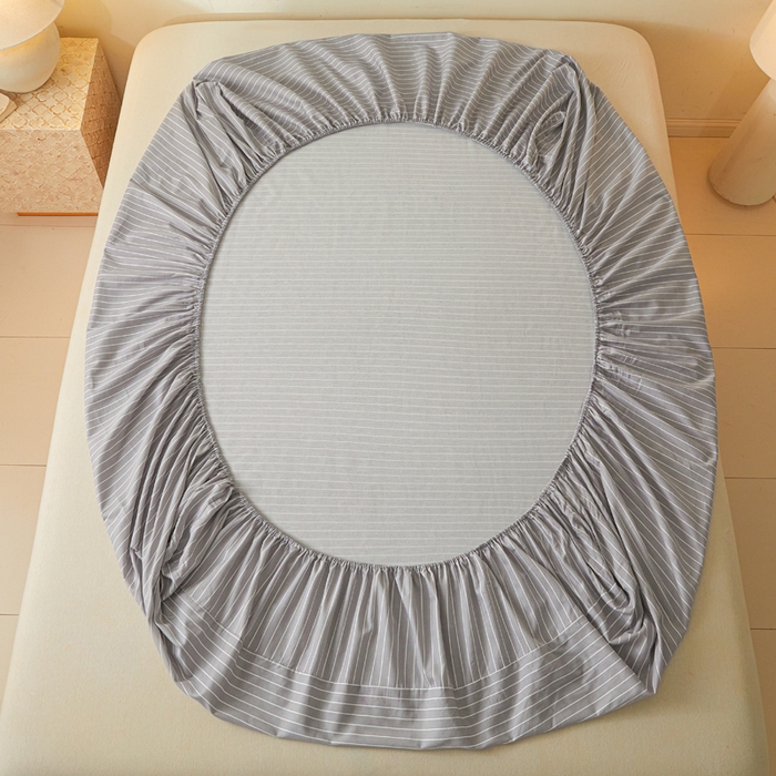 91家纺网 家纺一手货源 找家纺 涵宸家纺 2025新款全棉印花良品系列床笠 床笠-英伦-浅灰