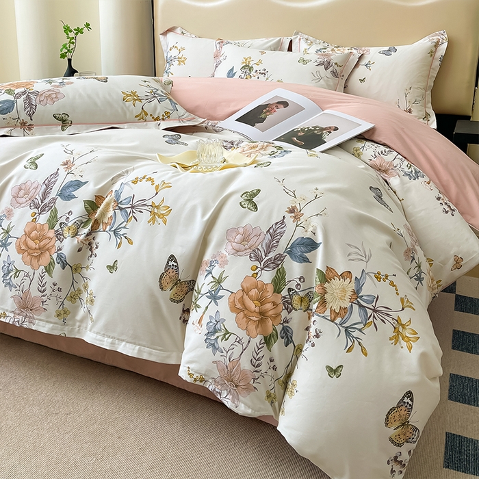 91家纺网 家纺一手货源 找家纺 帛美 2025新款13376全棉纯棉印花四件套-提供买家秀 蝶恋花