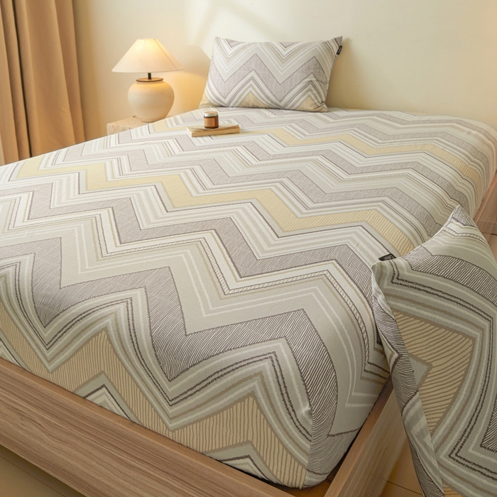 91家纺网 家纺一手货源 找家纺 涵宸家纺 2025新款全棉印花良品系列床笠 床笠-格韵