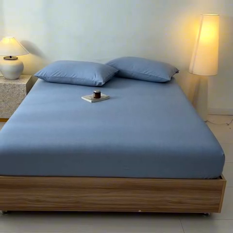 91家纺网 家纺一手货源 找家纺 涵宸家纺 2025新款全棉印花良品系列床笠 床笠-云纹-兰