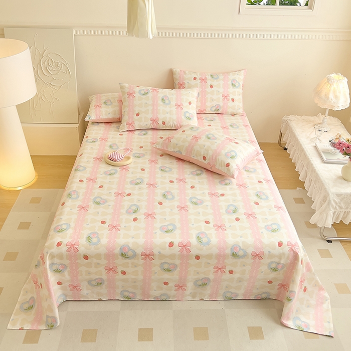 91家纺网 家纺一手货源 找家纺 DoDo 兜兜 【 可定制尺寸】2026新款全棉40支13372印花单床单 粉色佳人