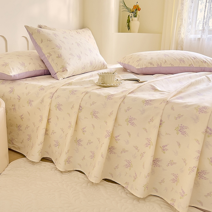 91家纺网 家纺一手货源 找家纺 DoDo 兜兜 【 可定制尺寸】2025新款全棉40支13372印花单床单 浅薇