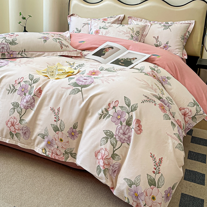 91家纺网 家纺一手货源 找家纺 帛美 2025新款13376全棉纯棉印花四件套-提供买家秀 落花