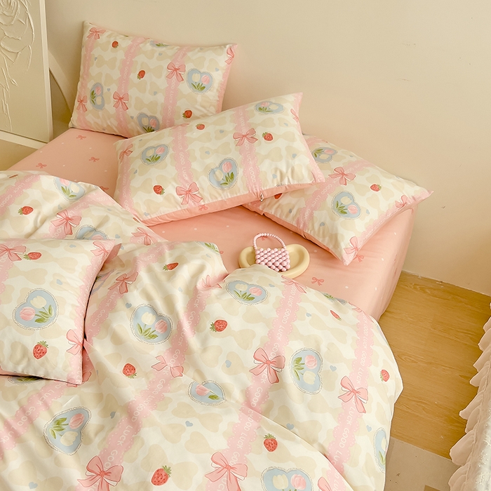 91家纺网 家纺一手货源 找家纺 DoDo 兜兜 【 可定制尺寸】2026新款全棉40支13372印花单被套 粉色佳人