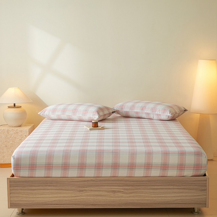 91家纺网 家纺一手货源 找家纺 涵宸家纺 2025新款全棉印花良品系列床笠 床笠-莫妮粉