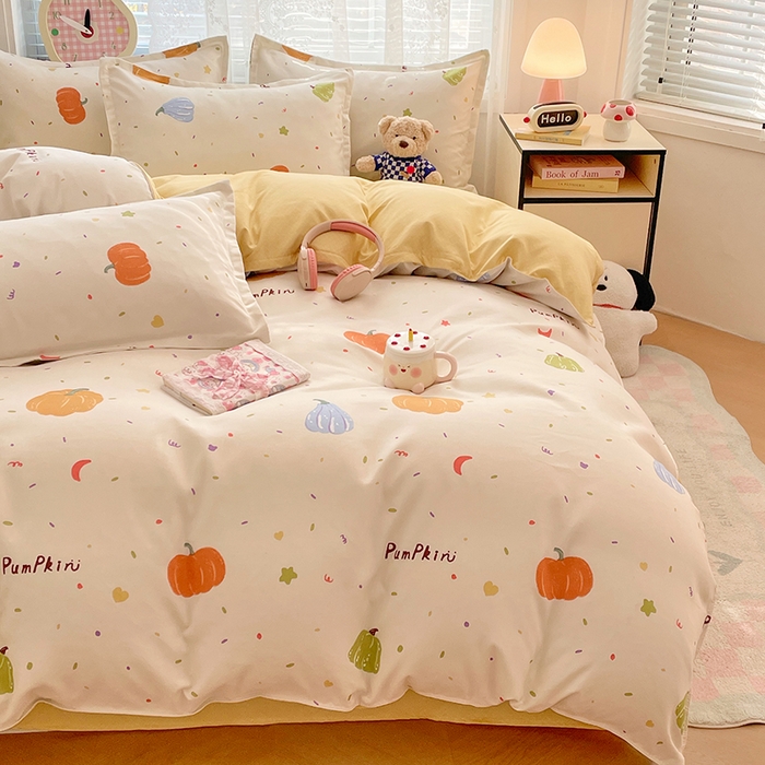 91家纺网 家纺一手货源 找家纺 世爵 2025新款磨毛印花单被套 南瓜园