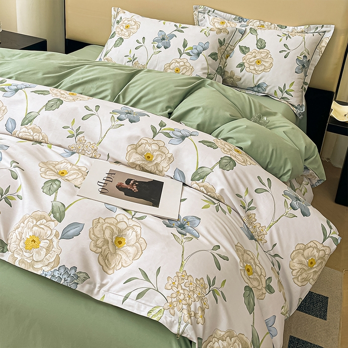 91家纺网 家纺一手货源 找家纺 帛美 2025新款13376全棉纯棉印花四件套-提供买家秀 清棠