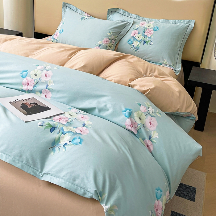 91家纺网 家纺一手货源 找家纺 帛美 2025新款13376全棉纯棉印花四件套-提供买家秀 溪畔寻花