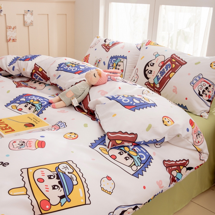 91家纺网 家纺一手货源 找家纺 乐居坊 2025新款亲肤舒适A类水洗云朵棉四件套-场景一 糖果派对