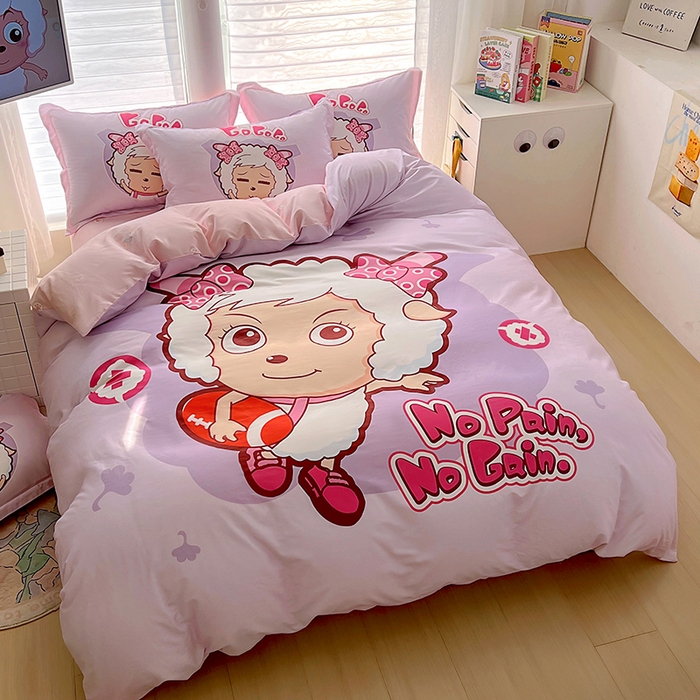 91家纺网 家纺一手货源 找家纺 浩诚 2025新款正版喜羊羊灰太狼全棉卡通大版印花四件套（全）-提供买家秀 运动精灵