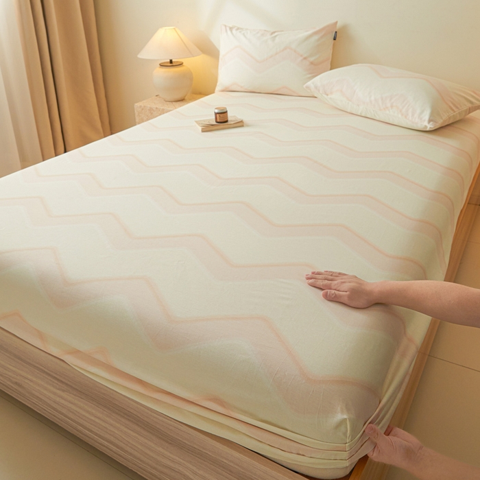 91家纺网 家纺一手货源 找家纺 涵宸家纺 2025新款全棉印花良品系列床笠 床笠-摩卡