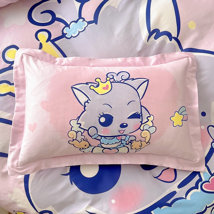 91家纺网 家纺一手货源 找家纺 浩诚 2025新款正版喜羊羊灰太狼全棉卡通大版印花四件套（全）-提供买家秀 甜蜜蜜红太狼