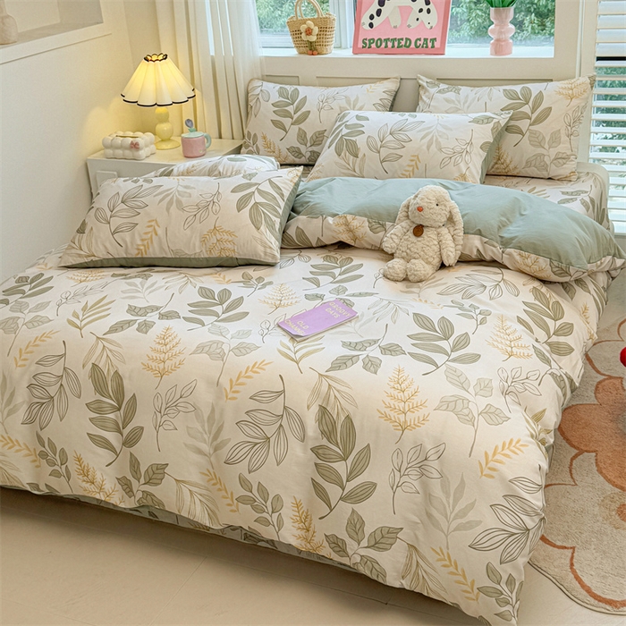 91家纺网 家纺一手货源 找家纺 雯豆2025春夏新款全棉纯棉被套三件套学生成人被罩 全棉被套-彼岸之花