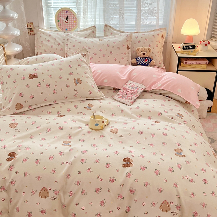 91家纺网 家纺一手货源 找家纺 世爵 2025新款磨毛印花单被套 花园熊宝