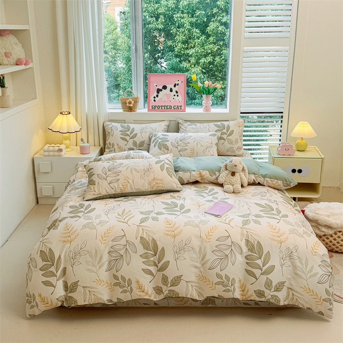 91家纺网 家纺一手货源 找家纺 雯豆2025春夏新款全棉纯棉被套三件套学生成人被罩 全棉被套-彼岸之花