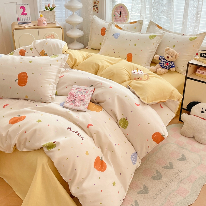 91家纺网 家纺一手货源 找家纺 世爵 2025新款磨毛印花单被套 南瓜园