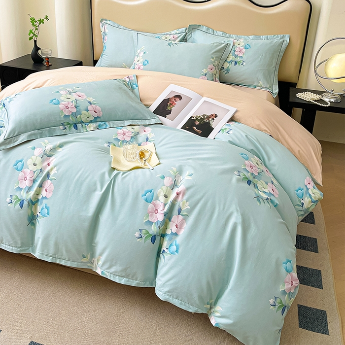 91家纺网 家纺一手货源 找家纺 帛美 2025新款13376全棉纯棉印花四件套-提供买家秀 溪畔寻花