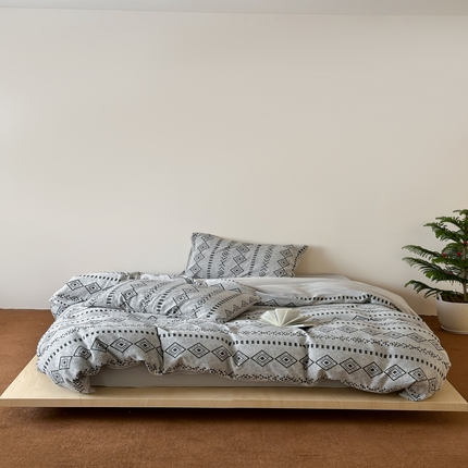 91家纺网 家纺一手货源 找家纺 简家居 2025新款60支色织空气棉四件套-夏夜星河 夏夜星河-灰