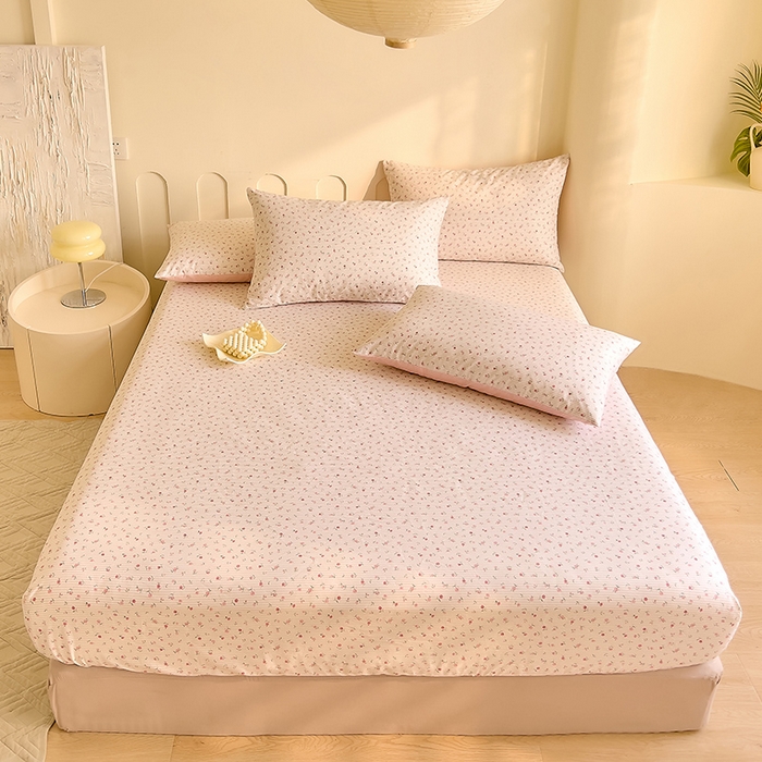 91家纺网 家纺一手货源 找家纺 DoDo 兜兜 【 可定制尺寸】2025新款全棉40支13372印花单床笠 红粉