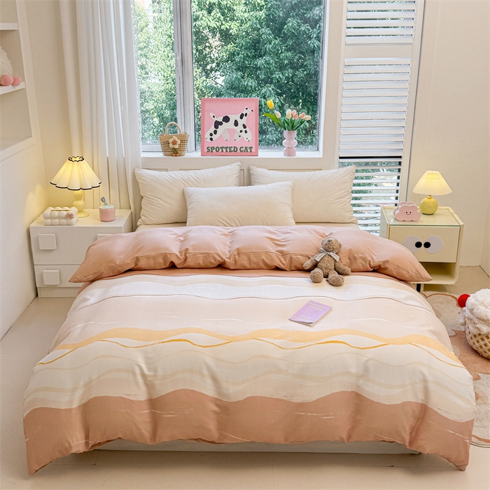 91家纺网 家纺一手货源 找家纺 雯豆2025春夏新款全棉纯棉被套三件套学生成人被罩 全棉被套-浪漫约定