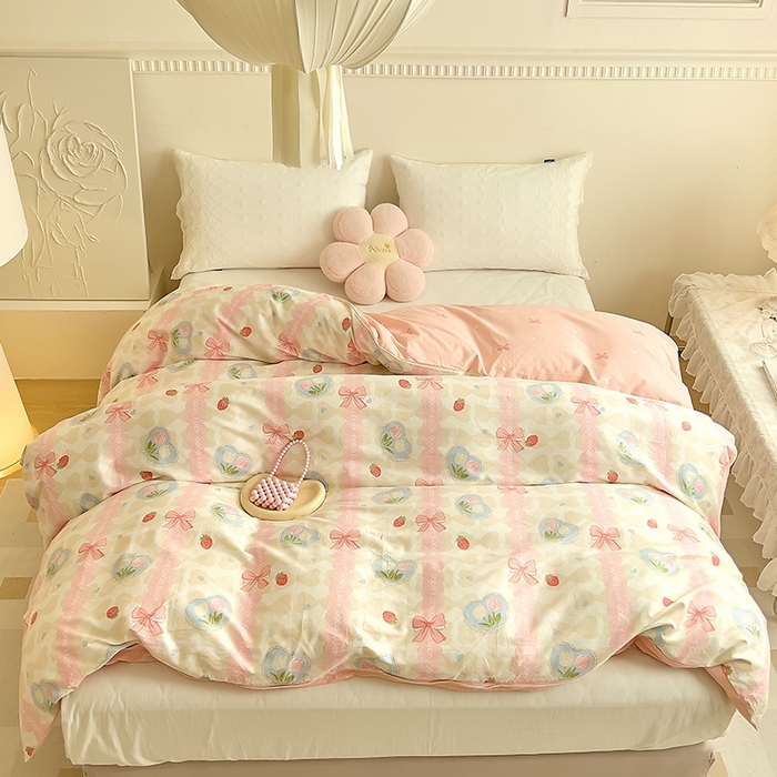 91家纺网 家纺一手货源 找家纺 DoDo 兜兜 【 可定制尺寸】2026新款全棉40支13372印花单被套 粉色佳人