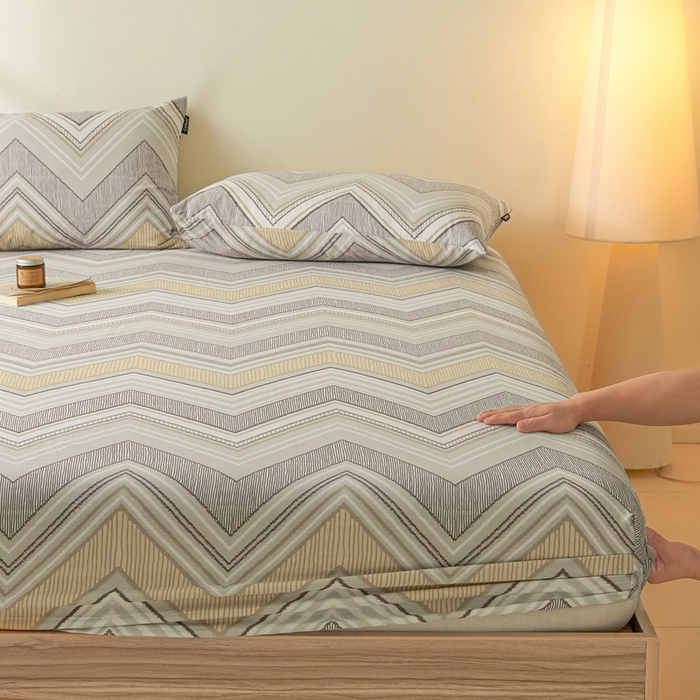 91家纺网 家纺一手货源 找家纺 涵宸家纺 2025新款全棉印花良品系列床笠 床笠-格韵