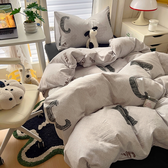 91家纺网 家纺一手货源 找家纺 阿曼达 2025新款印花水洗m学生床单人四件套 卡特