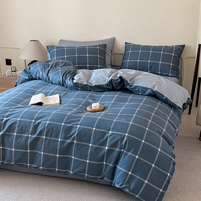 91家纺网 家纺一手货源 找家纺 涵宸家纺 2025新款全棉印花良品系列四件套 麦田-兰