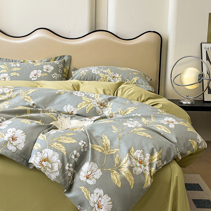 91家纺网 家纺一手货源 找家纺 帛美 2025新款13376全棉纯棉印花四件套-提供买家秀 黛叶