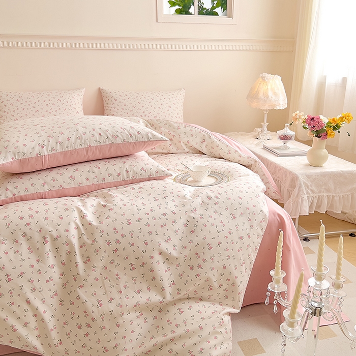 91家纺网 家纺一手货源 找家纺 DoDo 兜兜 【 可定制尺寸】2025新款全棉40支13372印花四件套 粉色恋歌