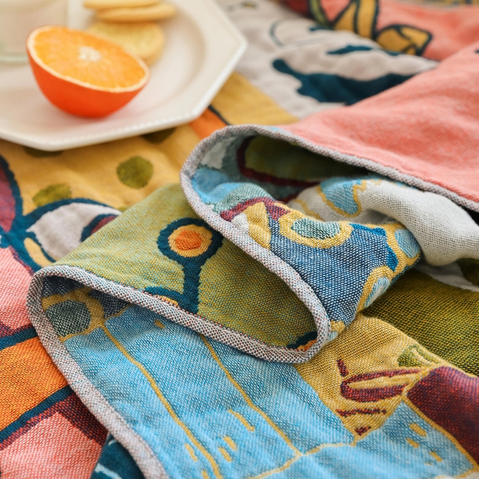 91家纺网 家纺一手货源 找家纺 雯雨家纺 2025新款亲肤可爱全棉A类纱布浴巾 排排猫