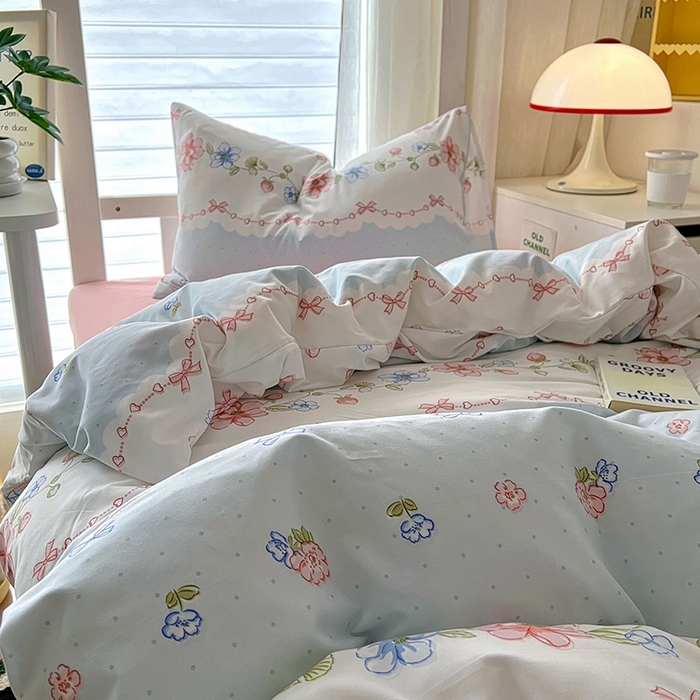 91家纺网 家纺一手货源 找家纺 阿曼达 2025新款印花水洗m学生床单人四件套 克丽丝