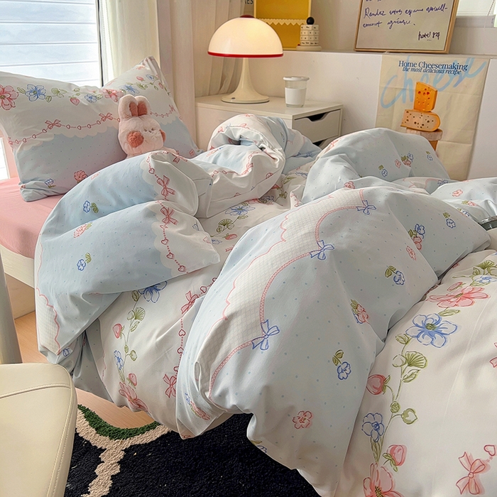 91家纺网 家纺一手货源 找家纺 阿曼达 2025新款印花水洗m学生床单人四件套 克丽丝