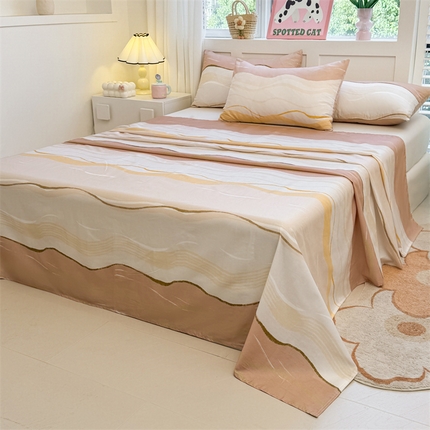 雯豆2025春夏新款全棉床单三件套纯棉床罩小清新印花床单 全棉床单-浪漫约定