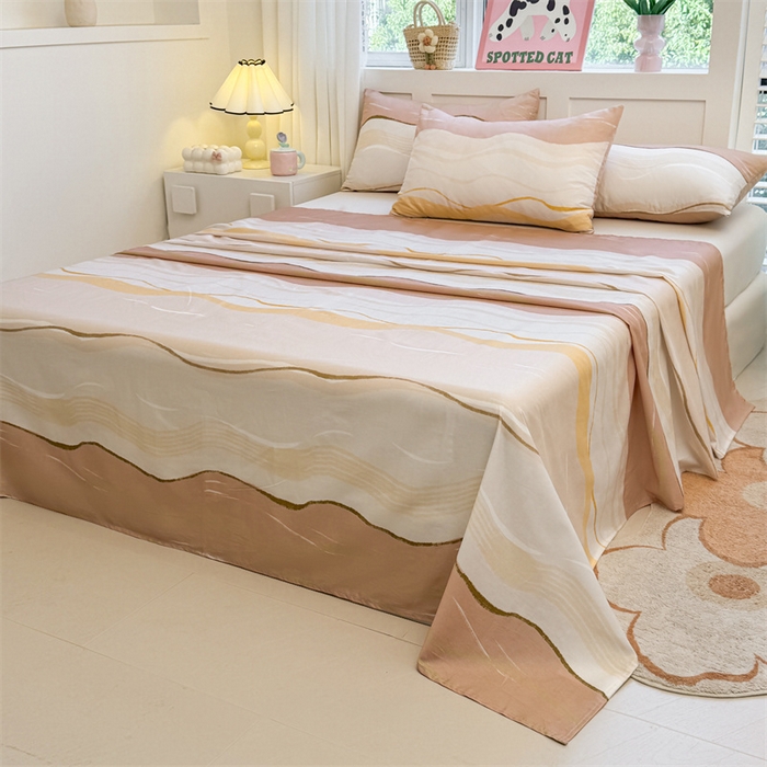 91家纺网 家纺一手货源 找家纺 雯豆2025春夏新款全棉床单三件套纯棉床罩小清新印花床单 全棉床单-浪漫约定