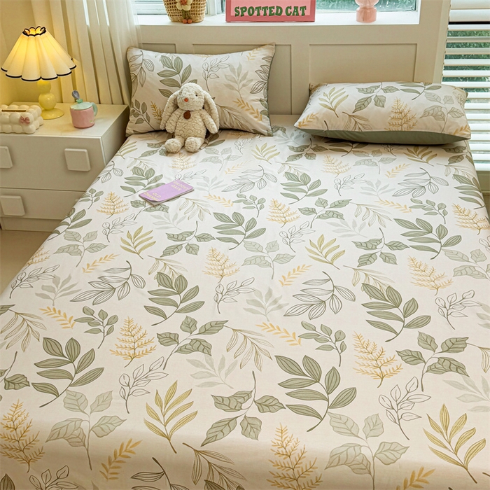 91家纺网 家纺一手货源 找家纺 雯豆2025春夏新款全棉床单三件套纯棉床罩小清新印花床单 全棉床单-彼岸之花