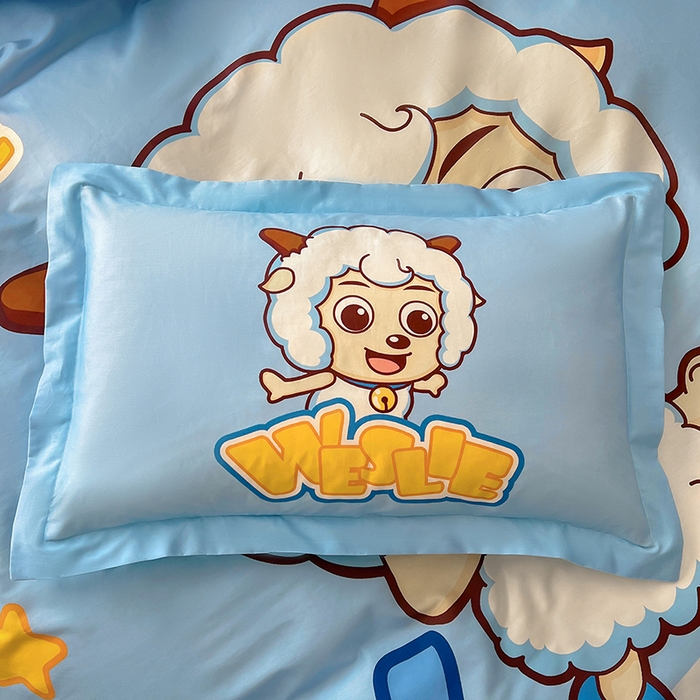 91家纺网 家纺一手货源 找家纺 浩诚 2025新款正版喜羊羊灰太狼全棉卡通大版印花四件套（全）-提供买家秀 喜气羊羊