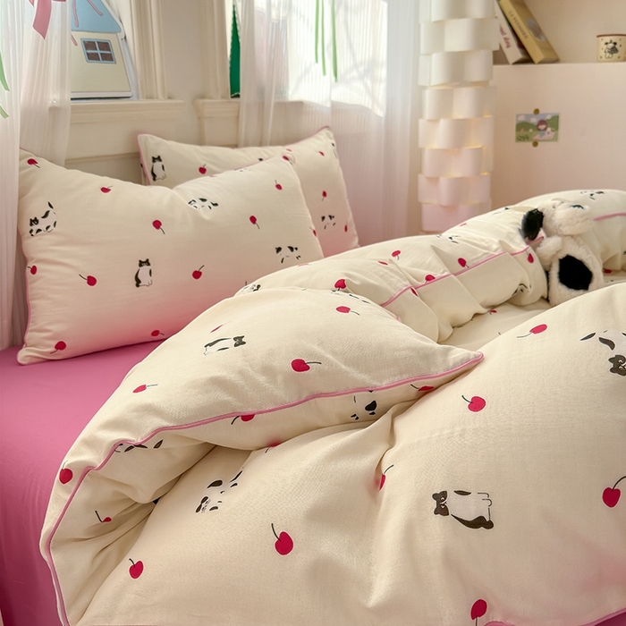 91家纺网 家纺一手货源 找家纺 （总）沐棉家居 2025新款全棉双层纱四件套