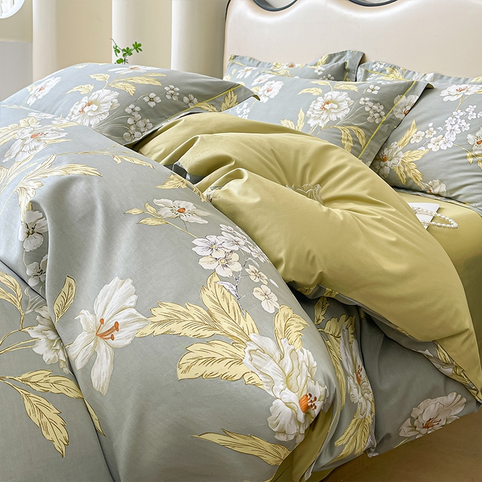 91家纺网 家纺一手货源 找家纺 帛美 2025新款13376全棉纯棉印花四件套-提供买家秀 黛叶