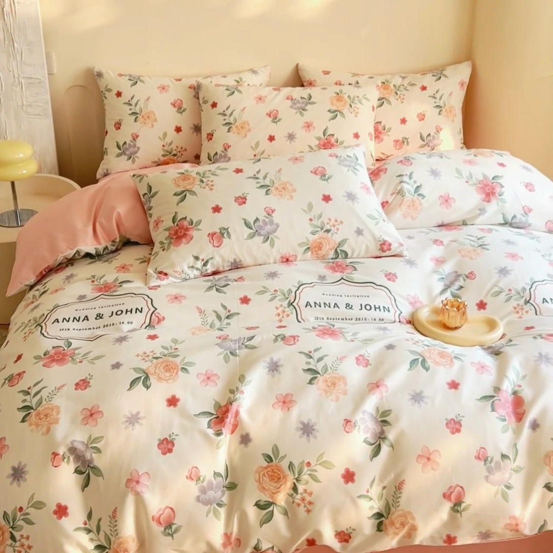 91家纺网 家纺一手货源 找家纺 DoDo 兜兜 【 可定制尺寸】2025新款全棉40支13372印花四件套 芳菲