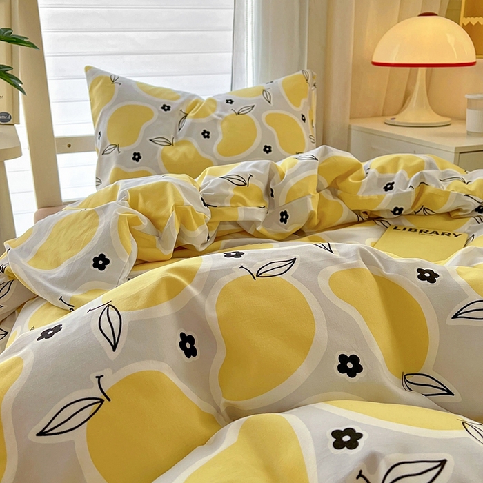 91家纺网 家纺一手货源 找家纺 阿曼达 2025新款印花水洗m学生床单人四件套 芒果