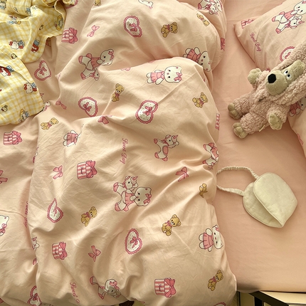 91家纺网 家纺一手货源 找家纺 （总）原素 2025软绵绵的双拼印花水洗棉四件套