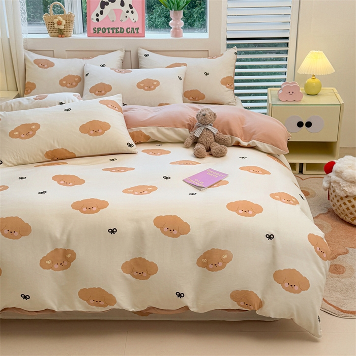 91家纺网 家纺一手货源 找家纺 雯豆2025春夏新款全棉纯棉被套三件套学生成人被罩 全棉被套-汪星领袖