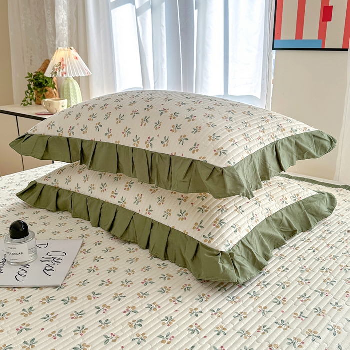 91家纺网 家纺一手货源 找家纺 岚吉 2025新款40支133*72全棉斜纹夹棉绗缝小花边床盖 意礼