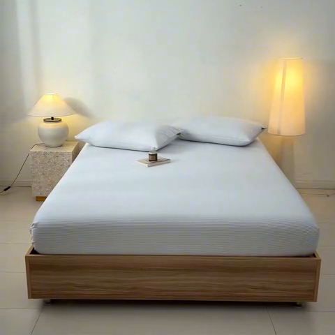 91家纺网 家纺一手货源 找家纺 涵宸家纺 2025新款全棉印花良品系列床笠 床笠-半夏-兰