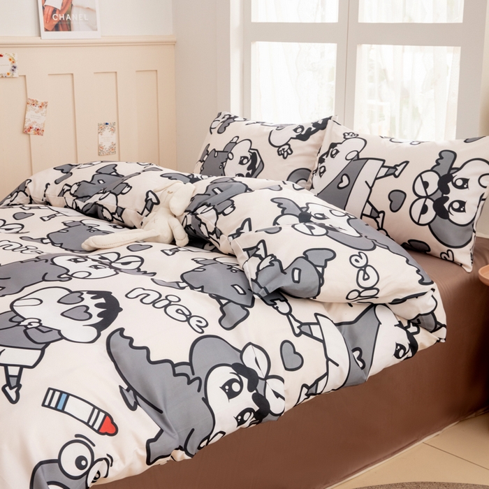 91家纺网 家纺一手货源 找家纺 乐居坊 2025新款亲肤舒适A类水洗云朵棉四件套-场景一 奇趣小新