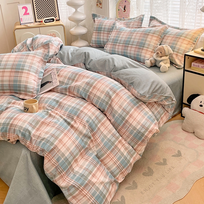 91家纺网 家纺一手货源 找家纺 世爵 2025新款磨毛印花单被套 彩绘格