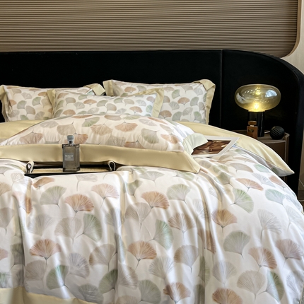 慕晨 2025新款莱赛尔数码印宽边工艺四件套 林间蜜杏