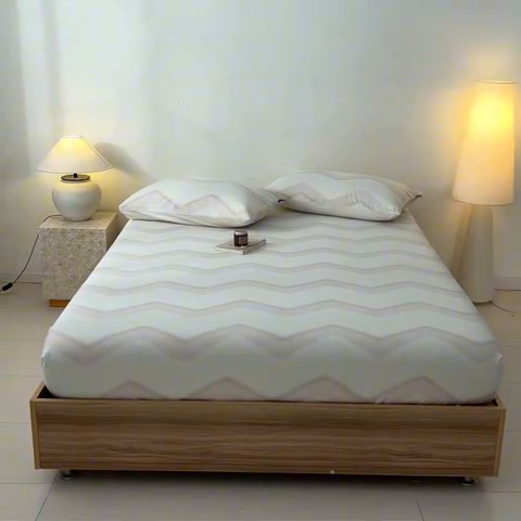 91家纺网 家纺一手货源 找家纺 涵宸家纺 2025新款全棉印花良品系列床笠 床笠-摩卡